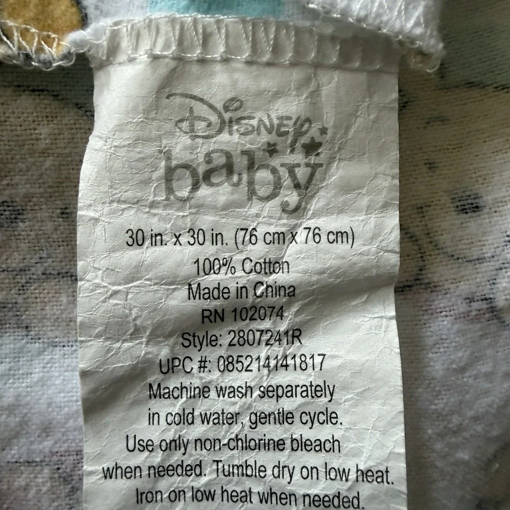 Vintage Disney‎ Baby Winnie Pooh Blanket 30x30 Cotton Nursery Swaddle